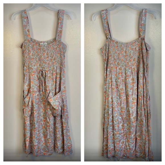 Masai Dresses & Skirts - The Masai Clothing Co Smocked Pocket Front Floral Drawstring Midi Sun Dress
